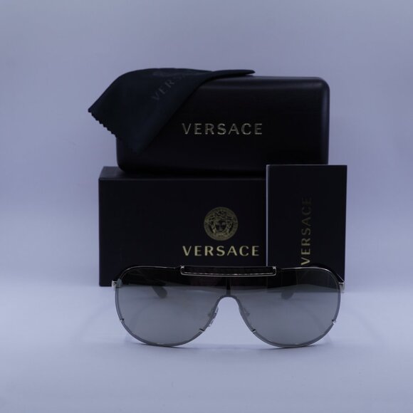 Versace VE2140 10006G Shield Sunglasses – Silver\Grey - Picture 2 of 9